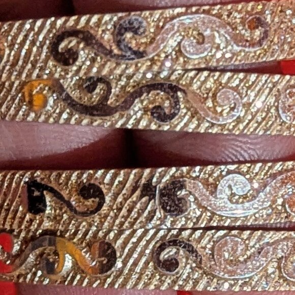 Vintage Gold-Tone Engraved Bangle Set (4pcs) – Textured Scroll Design - Picture 2 of 2